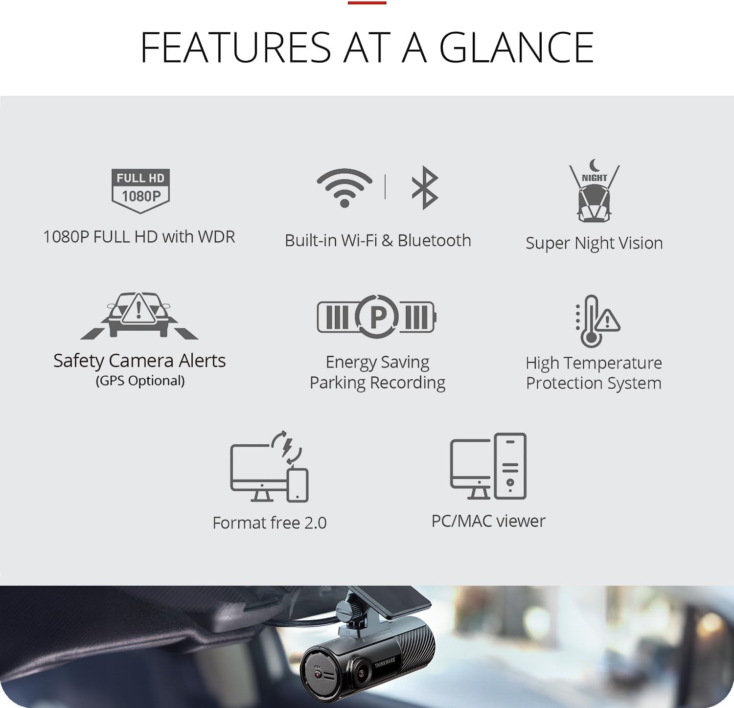 Thinkware Dash Cam F70 PRO - 1CH Dash Cam (32GB SD Card inc)