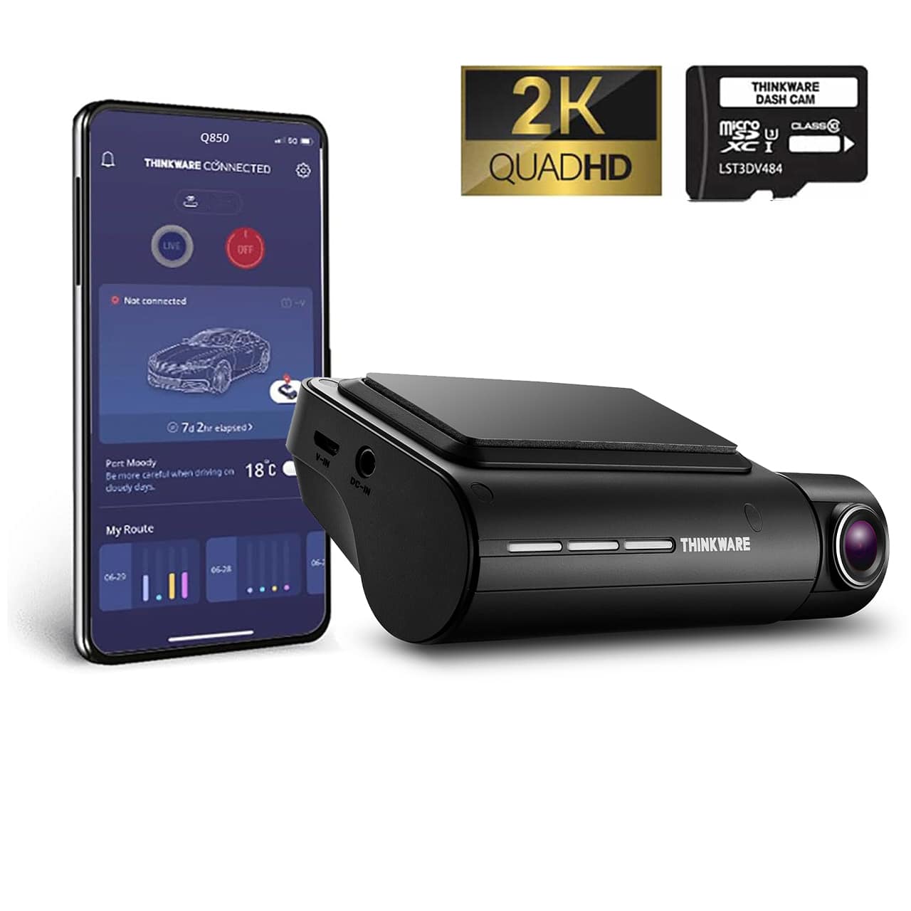 Thinkware Dash Cam Q850 - 2CH Dash Cam (64GB SD Card inc)