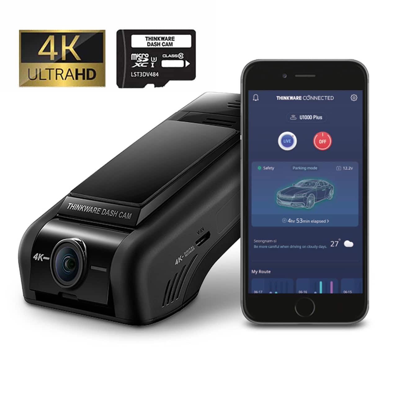 Thinkware Dash Cam U1000 PLUS- 2CH Dash Cam (64GB SD Card inc)