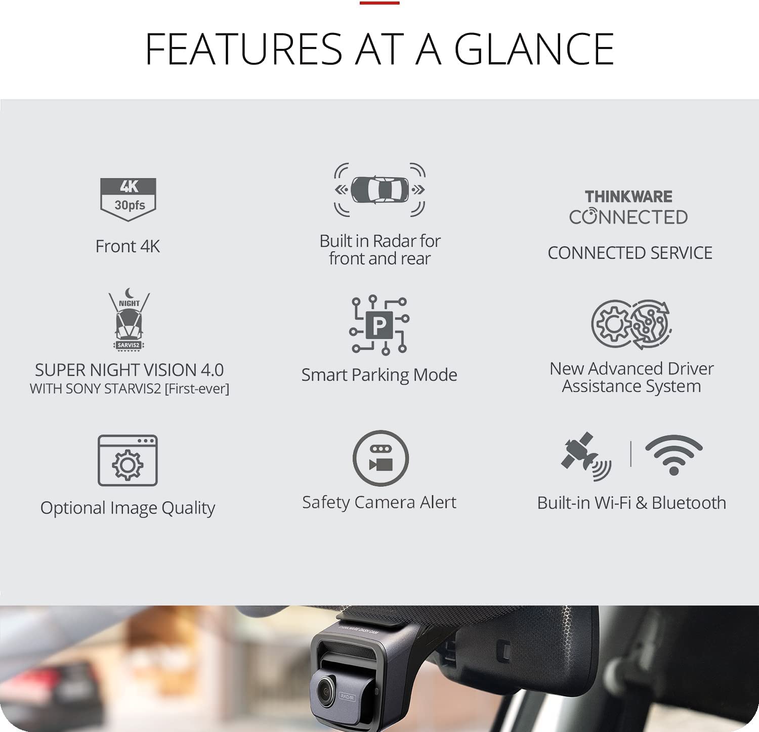 Thinkware Dash Cam U3000 - 2CH Dash Cam (64GB SD Card inc)