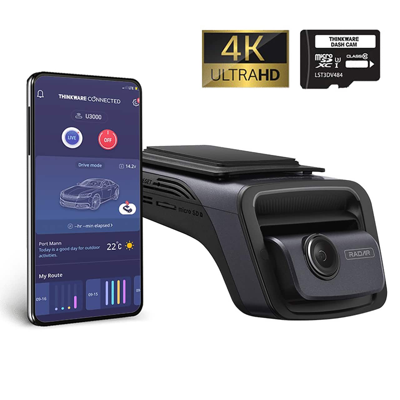 Thinkware Dash Cam U3000 - 2CH Dash Cam (64GB SD Card inc)